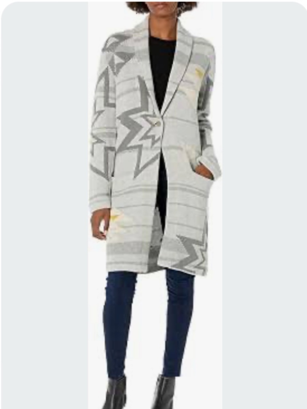 Rare Pendleton Plains Star Cotton Knit Long Cardigan Coat Size L